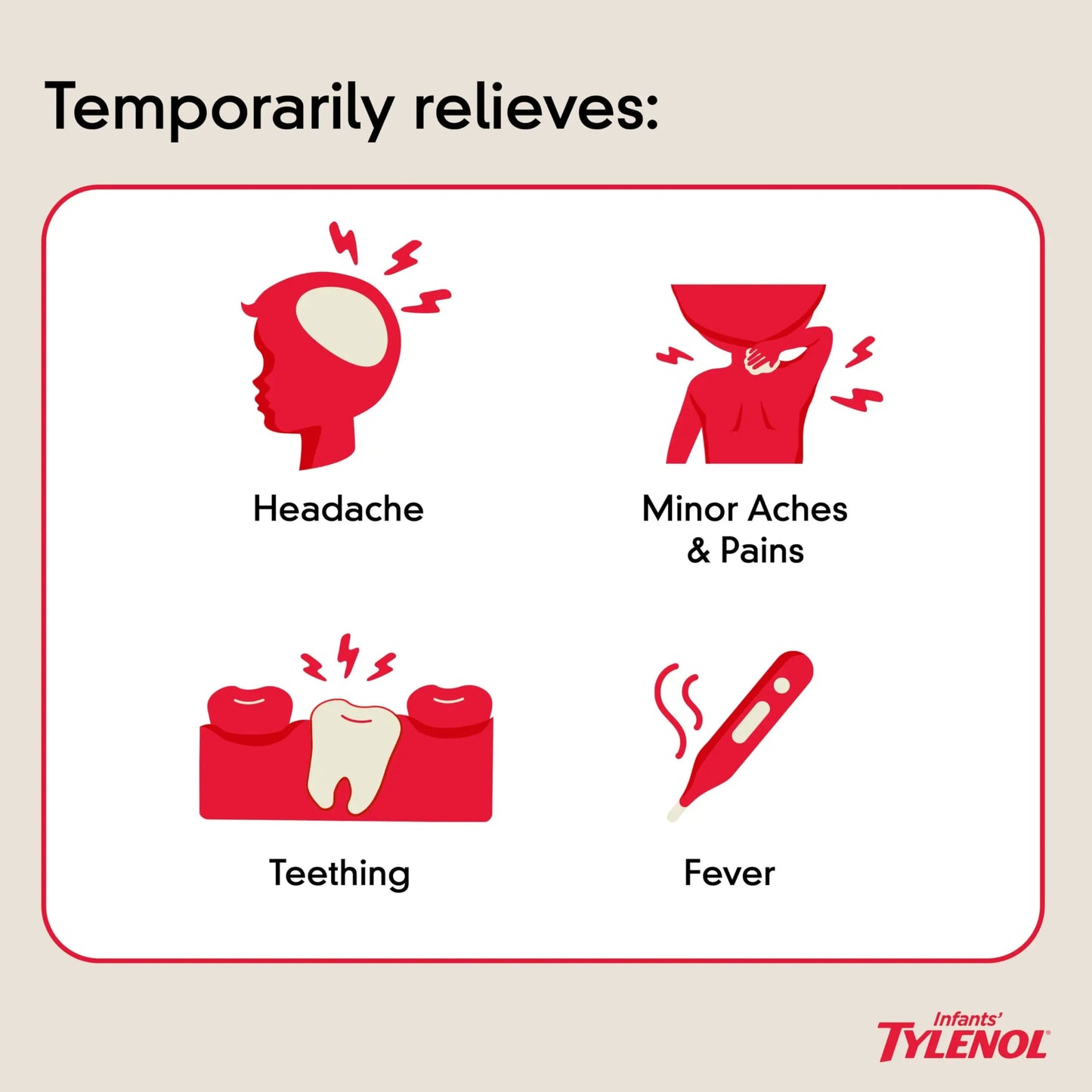 Infants' Tylenol Liquid Pain Reliever and Fever Reducer Medicine, Acetaminophen Oral Suspension for Sore Throat, Headache & Teething, Kids Fever Reducer; Dye-Free Cherry Flavor, 2 fl oz, Pack of 1 TylenolBuy Supplements Australia