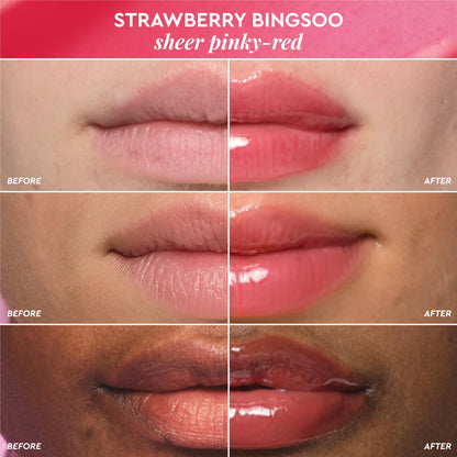 Glow Recipe Glass Balm Lip Treatment - 12Hr Hydrating Lip Balm & Moisturizer with Hyaluronic Acid to Smooth, Plump & Protect from Dryness - Sheer Pinky Red Tint, Strawberry Bingsoo (15 ml) Glow RecipeBuy Supplements Australia