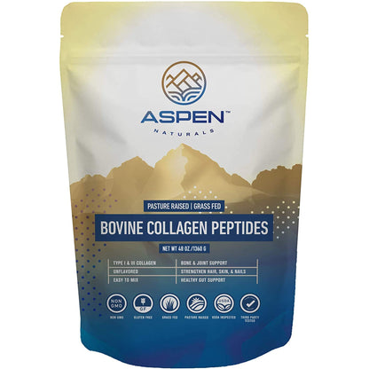 ASPEN NATURALS Grass fed Bovine Collagen Peptides Powder 3lb - Collagen for Women, USA Sourced from USDA Inspected Cattle, Gluten Free, Paleo Friendly, Water Soluble, Flavorless, Easily Mixes ASPEN NATURALS buy supplements Au