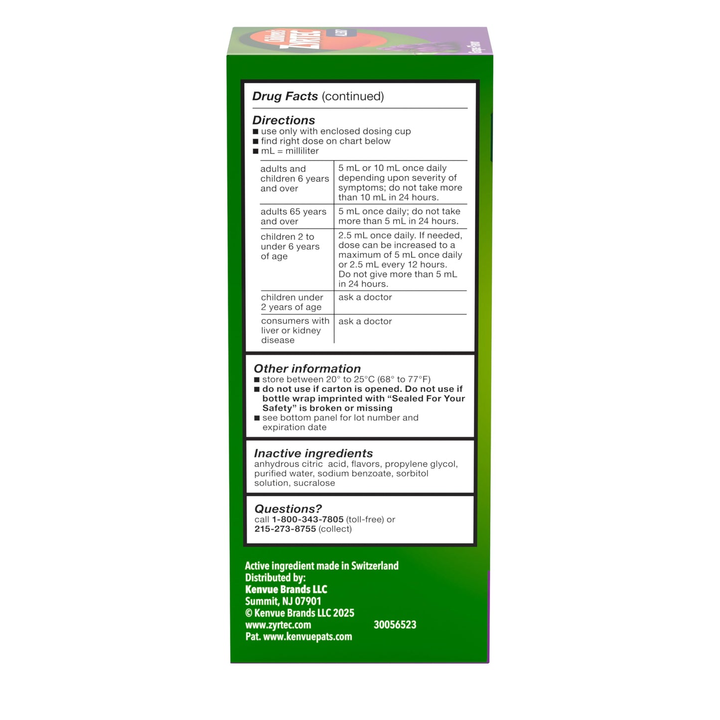 Children's Zyrtec Liquid, Kid's Antihistamine Syrup, Dye-, Sugar-, and Alcohol-Free, Pleasant Grape Flavor, Contains Cetirizine HCl Suitable for Ages 2 Years and Up, 8 fl oz Bottle Zyrtec buy supplements Au