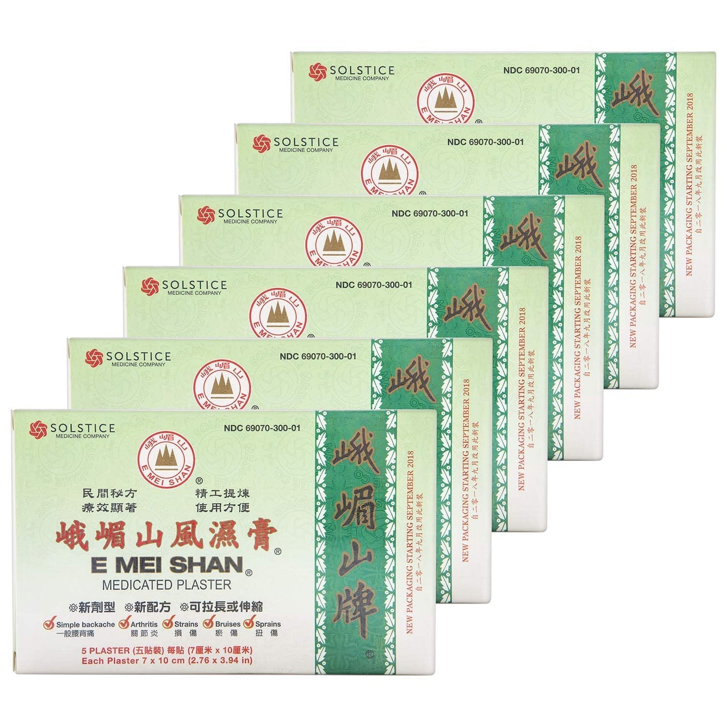 E Mei Shan Medicated Plaster (Jako Kototsu) (5 plasters per Box) (6 Boxes) (Solstice) E Mei ShanBuy Supplements Australia