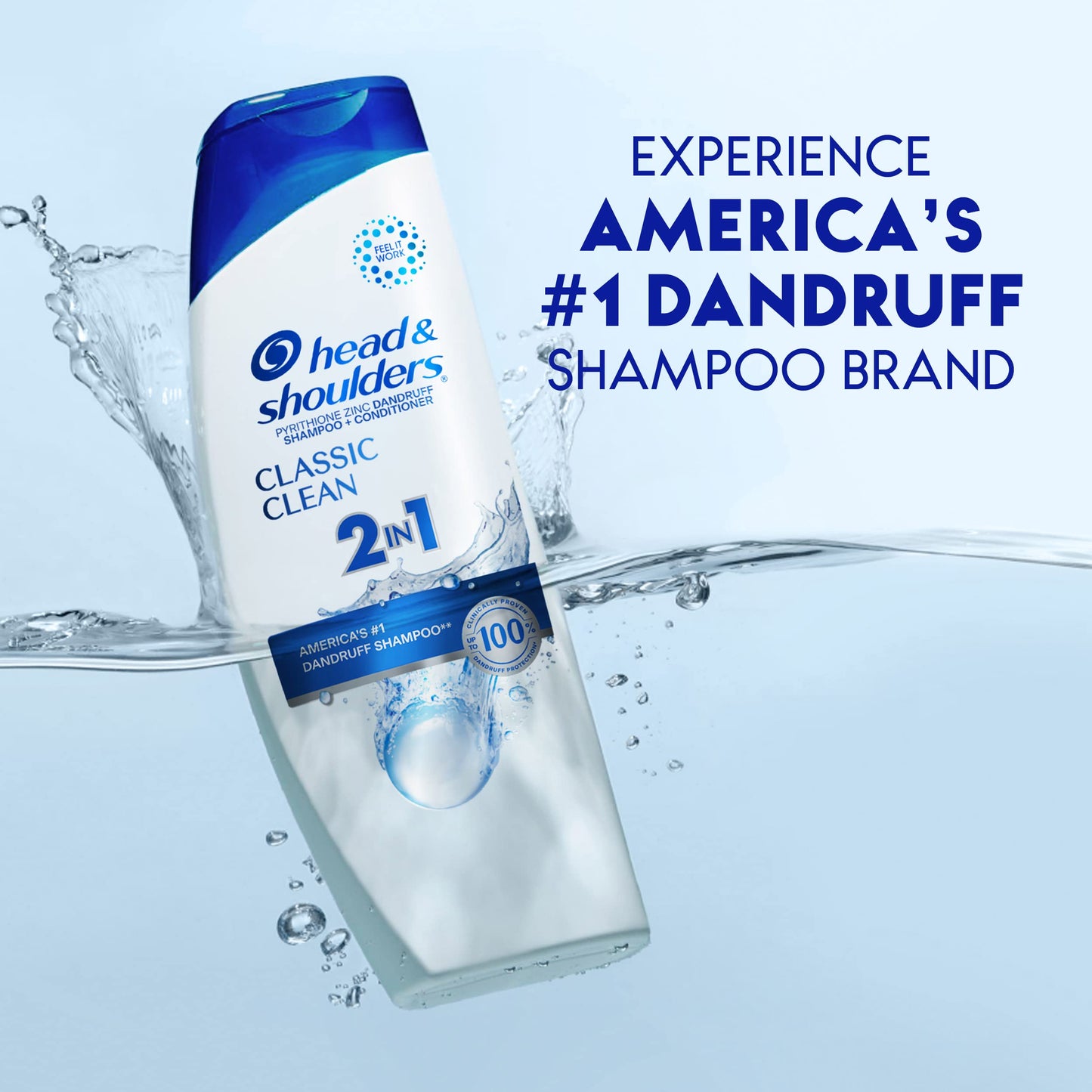 Head & Shoulders Anti-Dandruff Shampoo and Conditioner, Classic Clean 2-in-1, 1% Pyrithione Zinc, Flake Control, Deep Clean