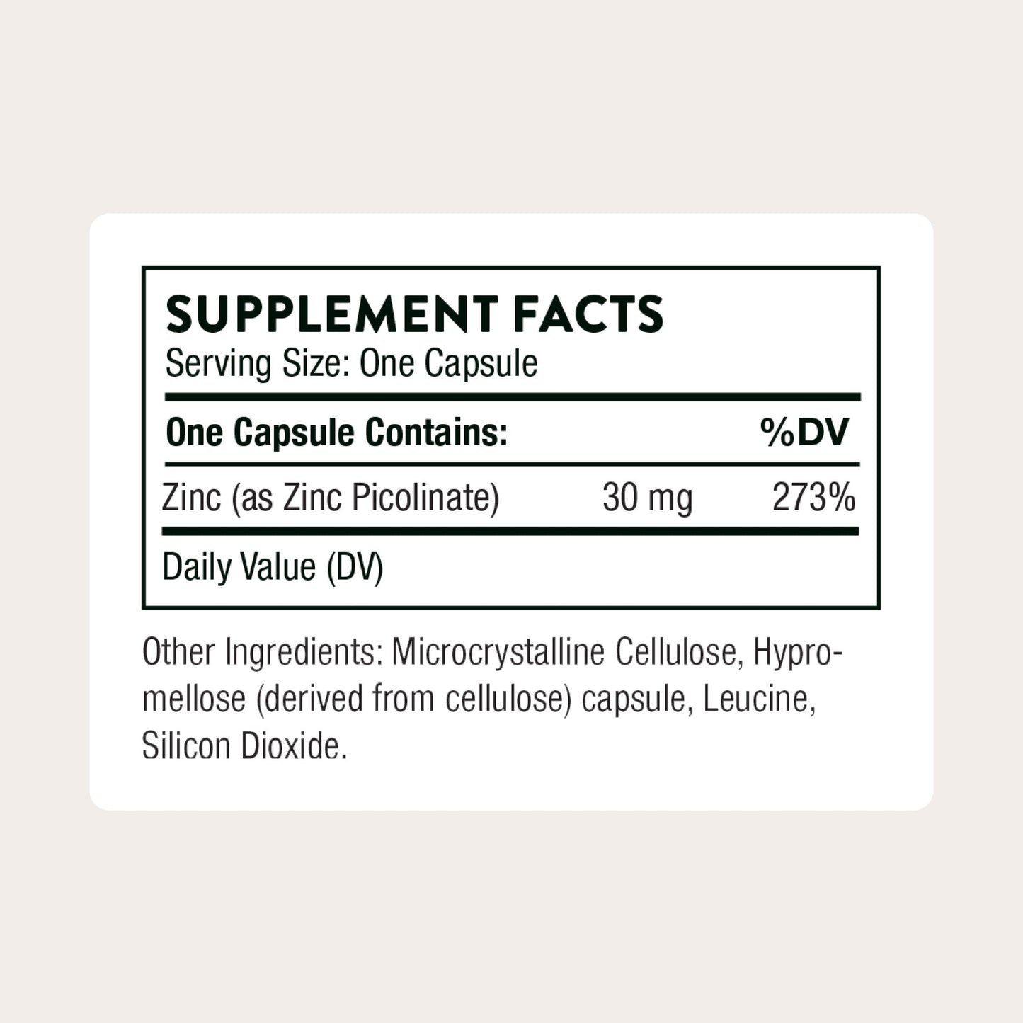 THORNE - Zinc Picolinate 30 mg - Well-Absorbed Zinc Supplement for Growth and Immune Function - Promotes Healthy Skin & Eyes - Third-Party Certified