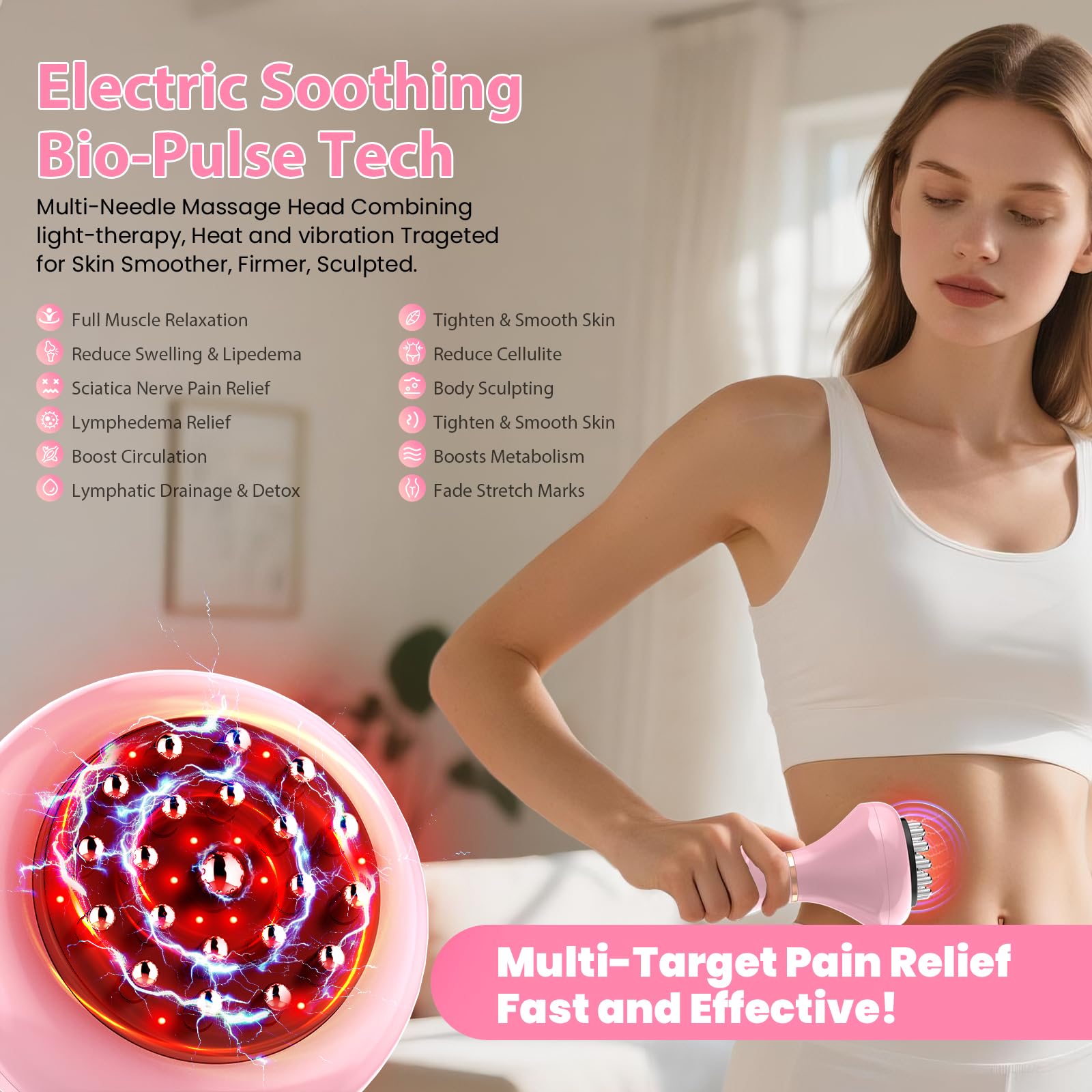 Lymphatic Drainage Massager, Anti Cellulite Massage Tool For Thigh & Belly Stretch Marks & Cellulite Reduction, Handheld Massage tools for Sciatica Nerve, Legs, Arms, Hip, Muscle, Low Back Pain Relief AIHEU buy supplements Au