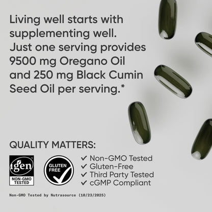 Sports Research® Oil of Oregano 9500mg w/Black Seed Oil & Coconut MCT Oil - Antioxidant Combination Supplement Rich in Thymoquinone & Carvacrol - Gluten Free · Non-GMO - 60 Softgels Sports Research buy supplements Au