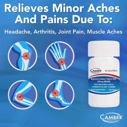 Camber Naproxen Sodium, 220 mg - Pain Reliever and Fever Reducer (500 Count) CAMBER PHARMACEUTICALS, INCBuy Supplements Australia