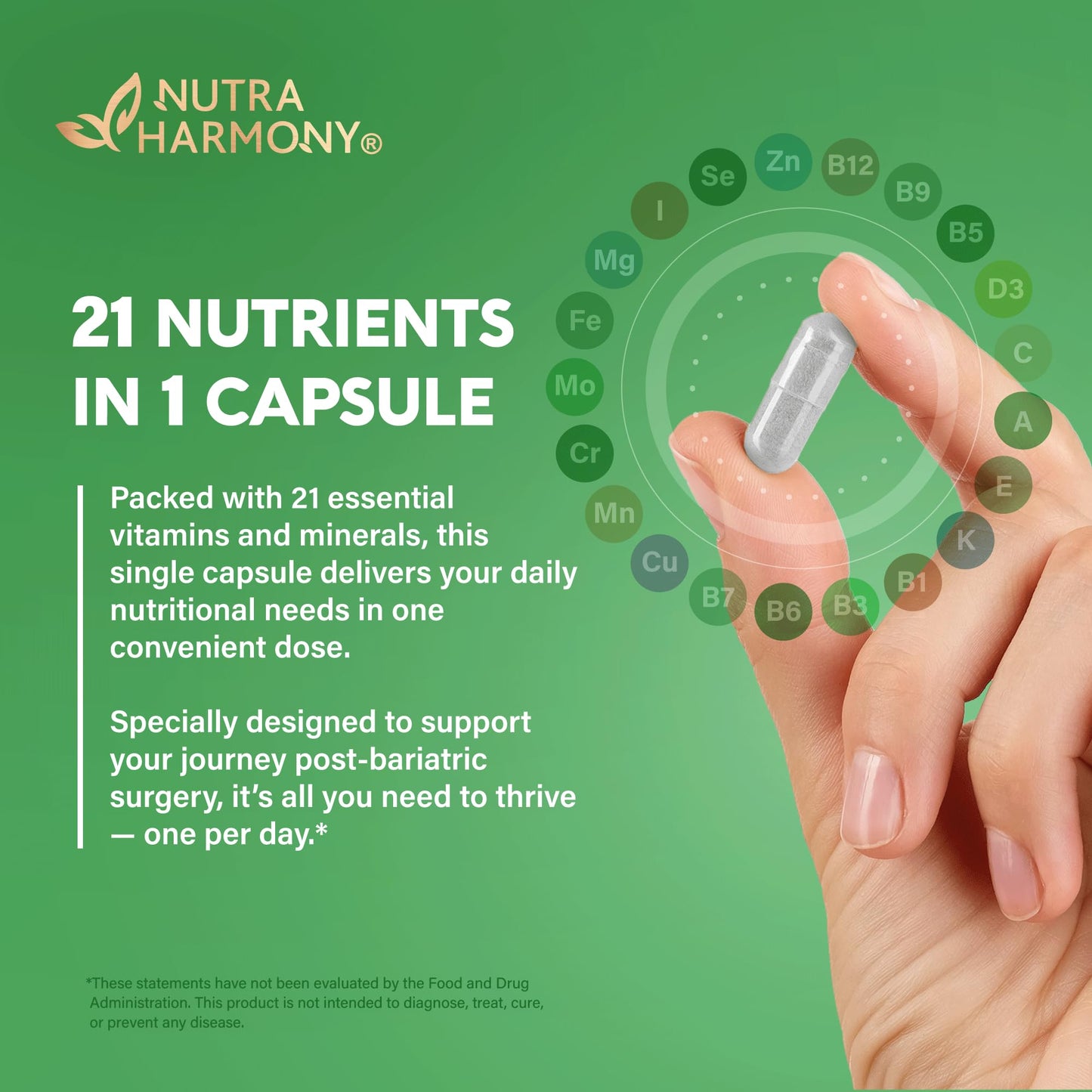 Bariatric Multivitamin - 45 mg Iron Supplements - Made in USA - for Women & Men - All-in-One, 21 Essential Vitamins - Gastric Sleeve Support
