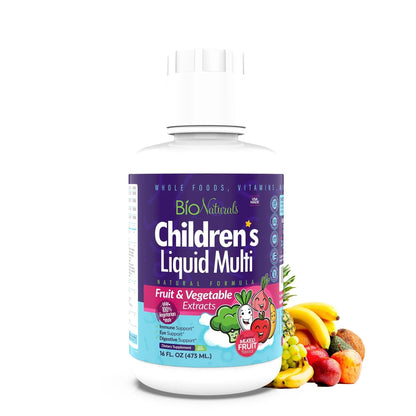 Bio Naturals Children's Liquid Multivitamin & Immune Booster - Natural Supplement for Kids & Toddlers with Vitamins A B C D3 E, Fiber Bio Naturals