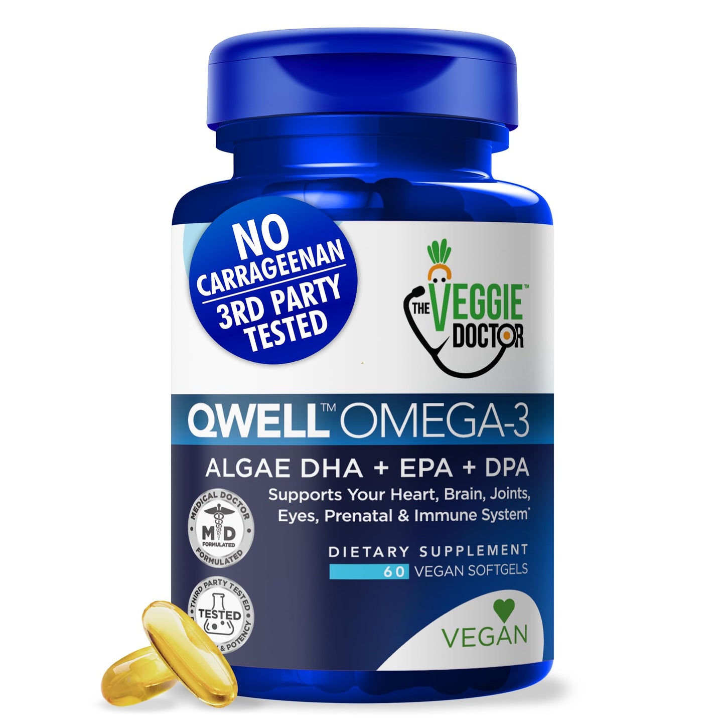 Vegan Omega 3 Supplement – Algae Omega 3 with DHA EPA DPA – Vegan Capsules from Algal – Fish Oil Alternative – Plant-Based Algae Oil Formula – Non-GMO