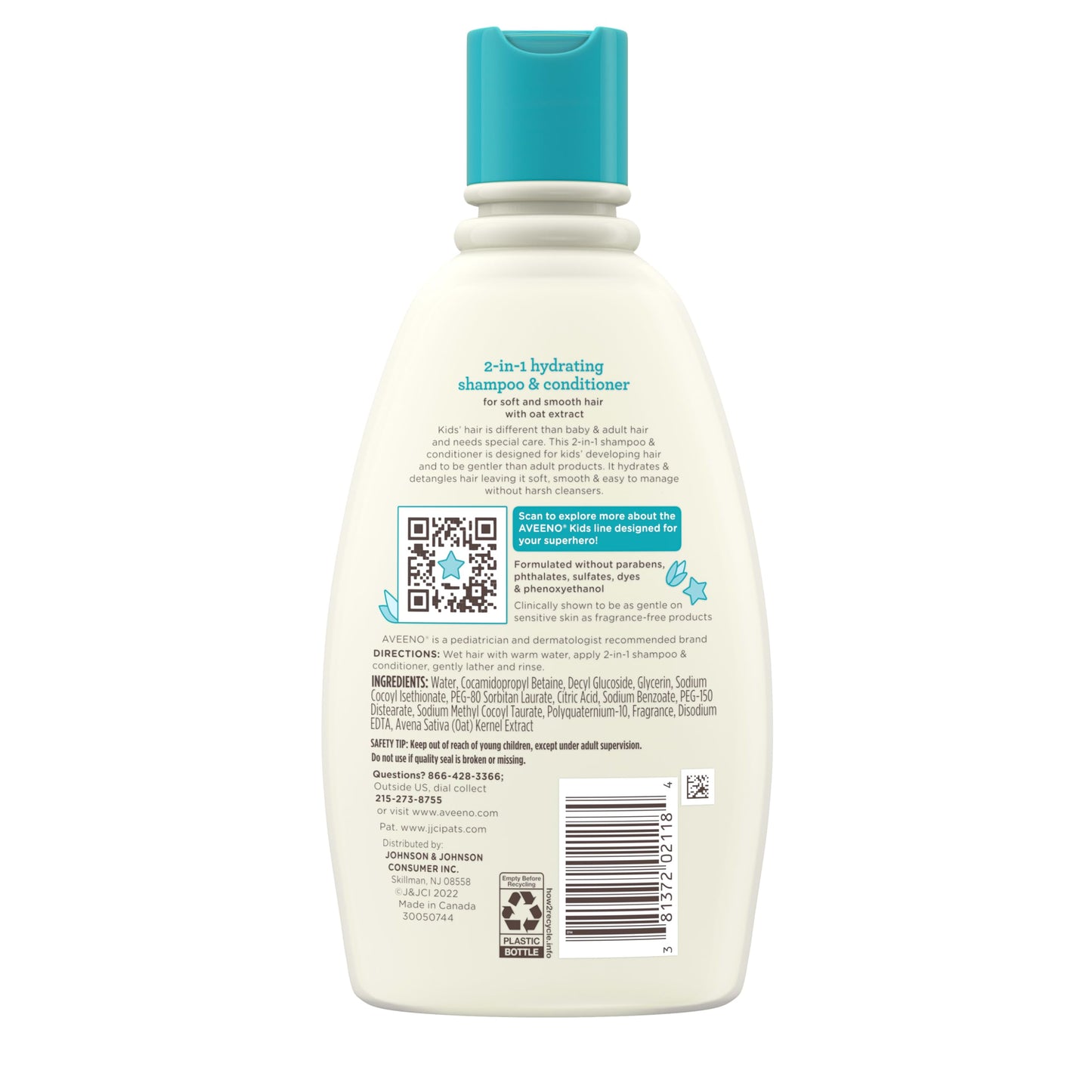 Aveeno Kids Shampoo & Conditioner, Formulated With Oat Extract to Gently Cleanse, Condition & Detangle Kids Hair