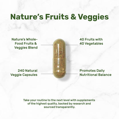 Nature’s Fruits & Veggies Supplement, 240 Veggie Capsules – 80 Whole Food Superfoods for Daily Balance – 40 Fruits with 40 Vegetables and Greens – Non-GMO, Gluten Free DEAL SUPPLEMENTBuy Supplements Australia