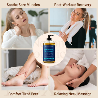 Lymphatic Drainage Massage Oil for Massage Therapy 8 fl oz - Refreshing and Relaxing - Natural Oils with Arnica, Vanilla and Lavender Oil - for Men and Women - Nexon Botanics Nexon Botanics buy supplements Au