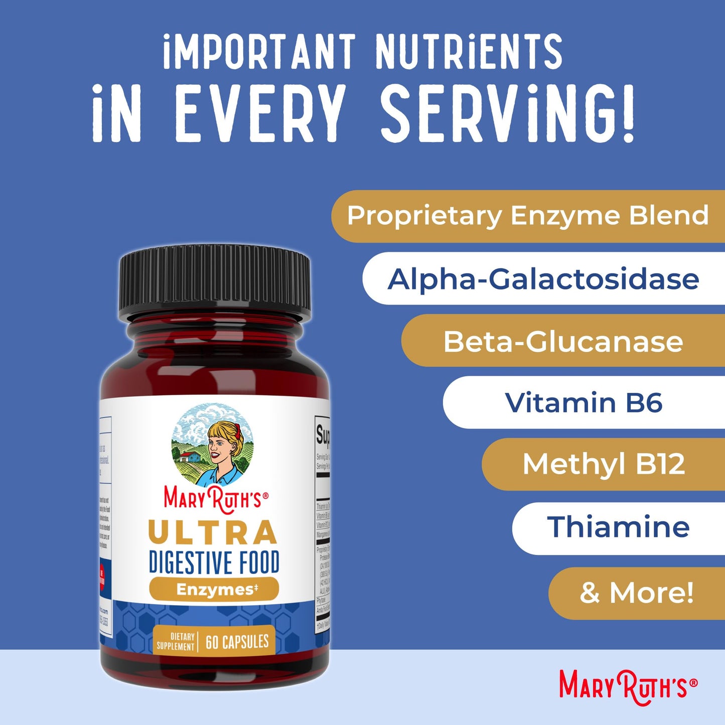 MaryRuth Organics Ultra Digestive Enzymes Capsules | Up to 2 Month Supply | Supplement for Gut Health Support | Digestion & Immune Support