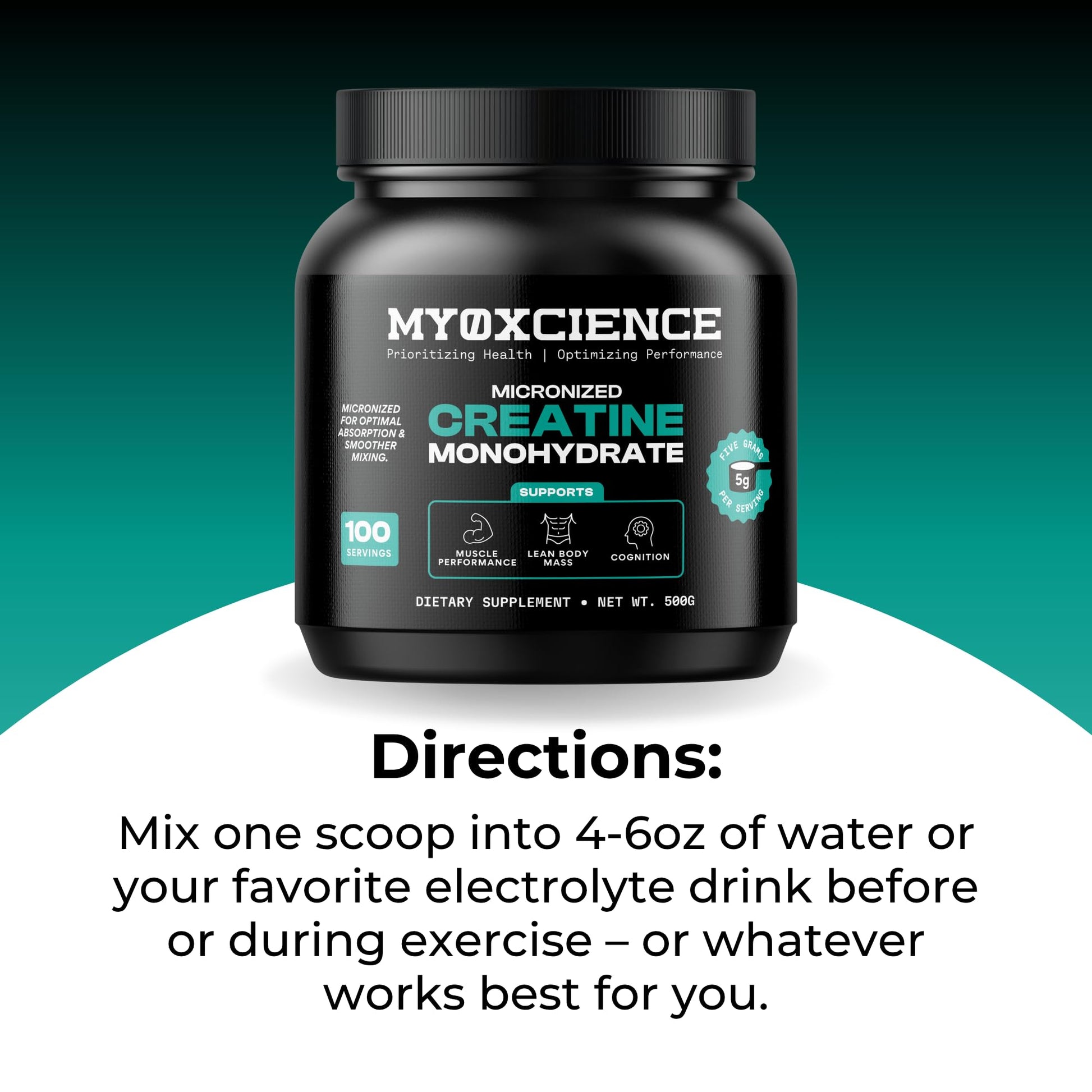 MYOXCIENCE Micronized Creatine | Supports Muscle Performance, Lean Body Mass, & Cognition | 100 Servings MYOXCIENCE buy supplements Au