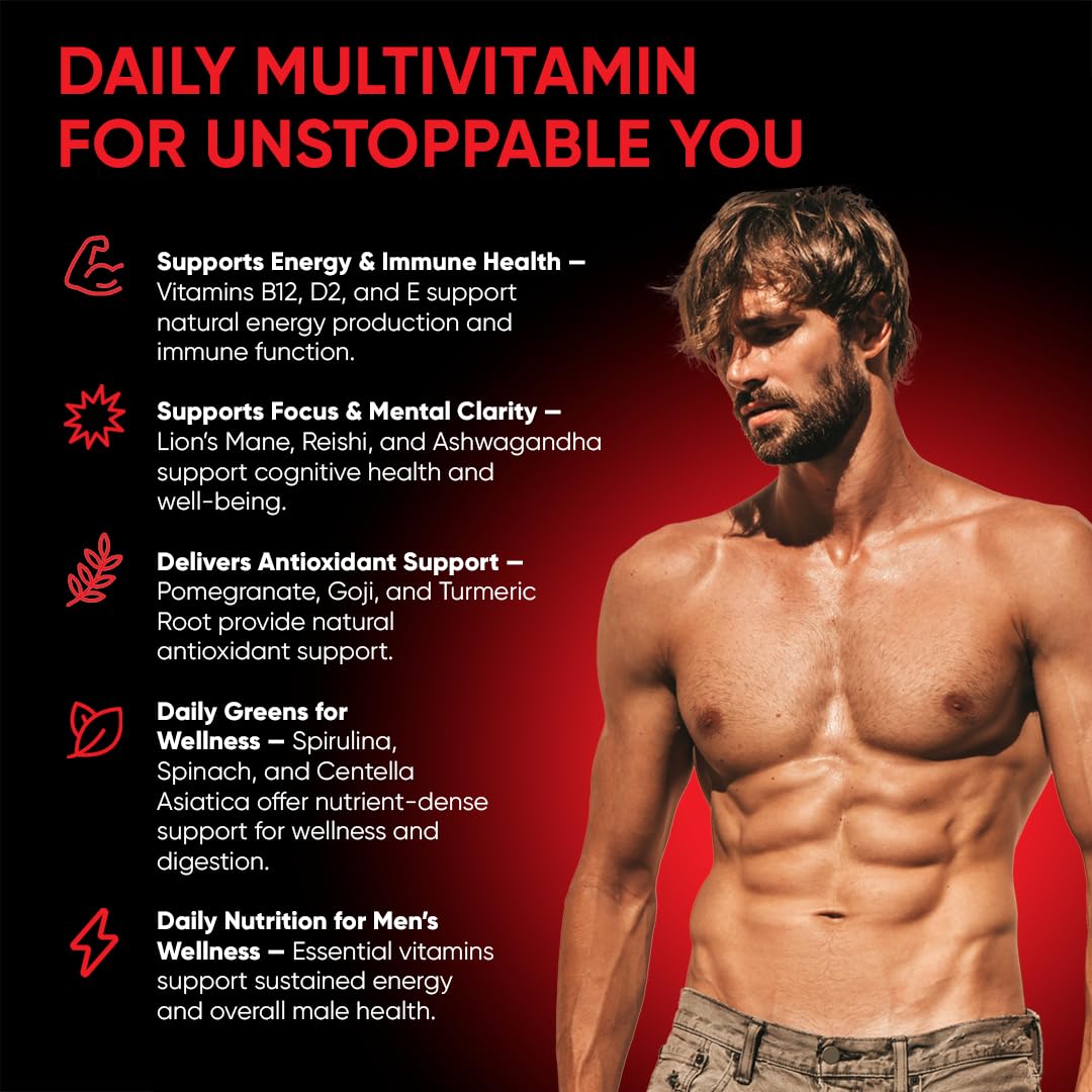 FRIEND OF DOROTHY Daily Multivitamin for Men, Energy, Focus & Immunity Support, Ashwagandha, Lion’s Mane & Reishi, 60 Capsules FRIEND OF DOROTHYBuy Supplements Australia