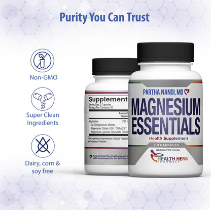 Triple Magnesium Citrate, Malate & Glycinate Complex Supplement – Supports Sleep, Stress, Muscle, Nerve & Heart Health – Advanced High-Absorption Formula – 235mg – 60 Capsules Partha Nandi, MD buy supplements Au