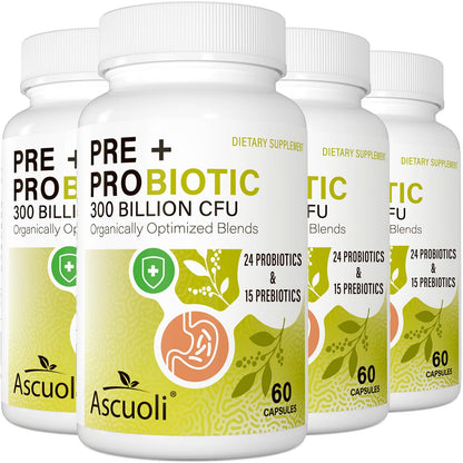 Probiotics for Women & Men - 300 Billion CFU, 24 Strains + 15 Organic Herbs Prebiotics Blend, Daily Probiotic for Digestive Health, Immune, Gut, Bloating