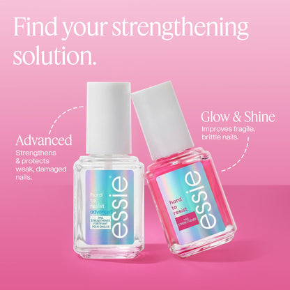 essie Nail Care, 8-Free Vegan, Hard To Resist Nail Strengthener, Glow and Shine, pink tint, 0.46 fl oz
