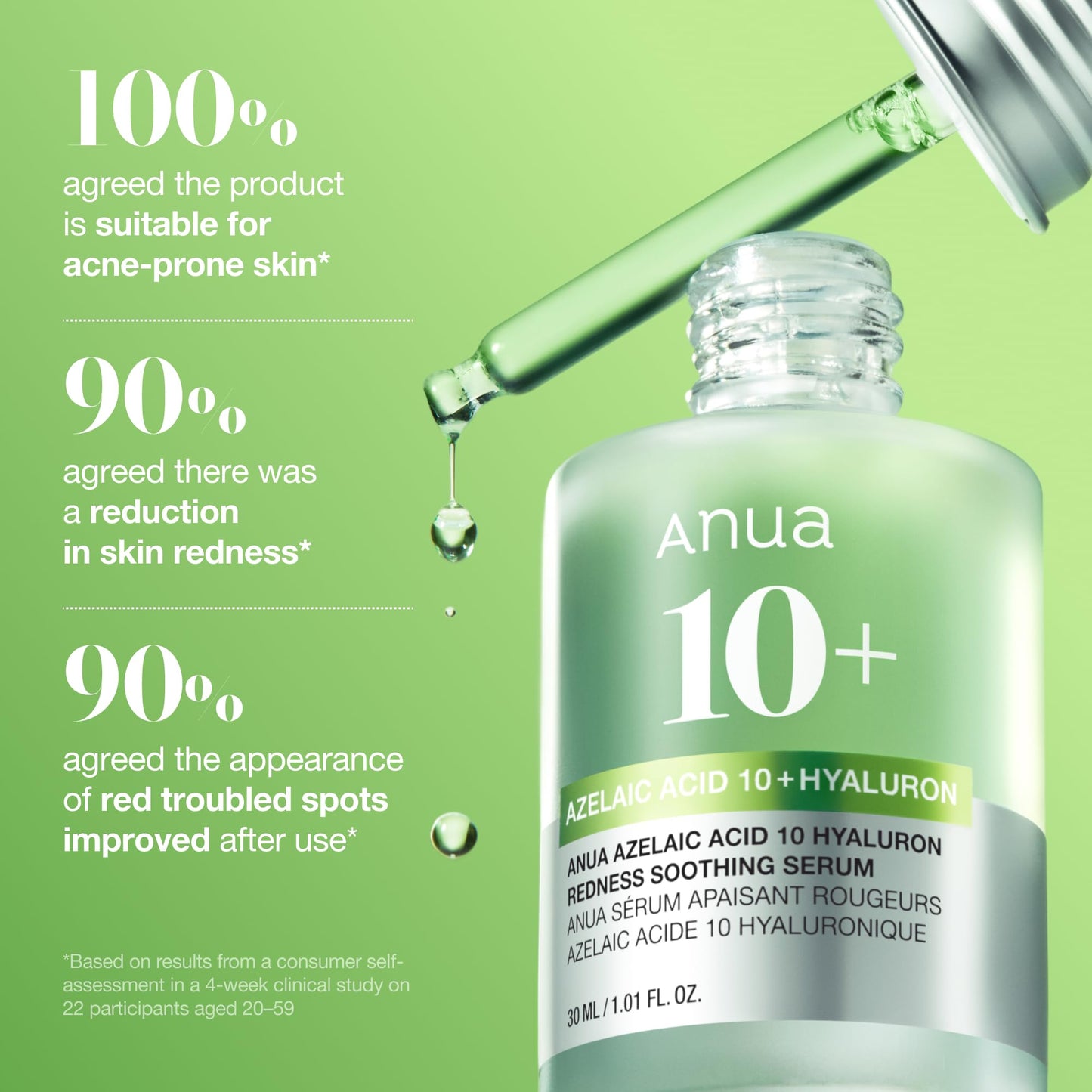 Anua Azelaic Acid 10 Hyaluron Redness Soothing Serum, Facial Serum for Blemish-Prone & Oily-Prone Skin