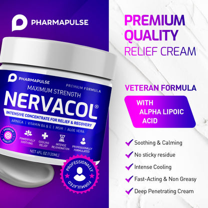 Pharmapulse Neuropathy Nerve Therapy & Relief Cream - Maximum Strength Relief Cream for Foot, Hands, Legs, Toes Includes Alpha Lipoic Acid, Arnica, Vitamin B6, Aloe Vera, MSM - Effective Soothing 4oz PharmapulseBuy Supplements Australia