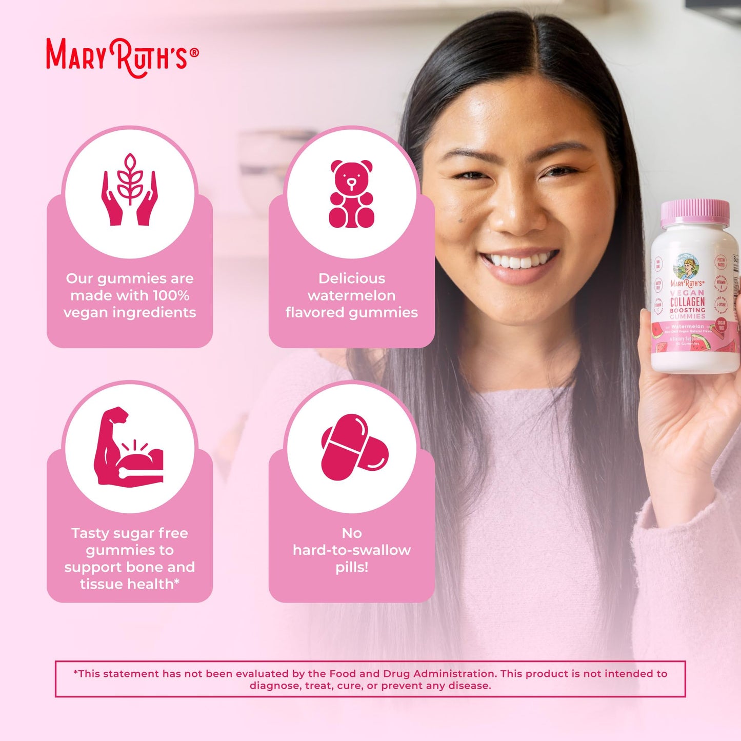 MaryRuth Organics Vegan Collagen for Women & Men, Collagen Boosting Gummies, Skin Care, Lysine, Vitamin C, Vitamin A, Amla, Supplement for Hair & Skin, Vegan, Non-GMO, Gluten Free, 90 Servings MARYRUTH'S buy supplements Au