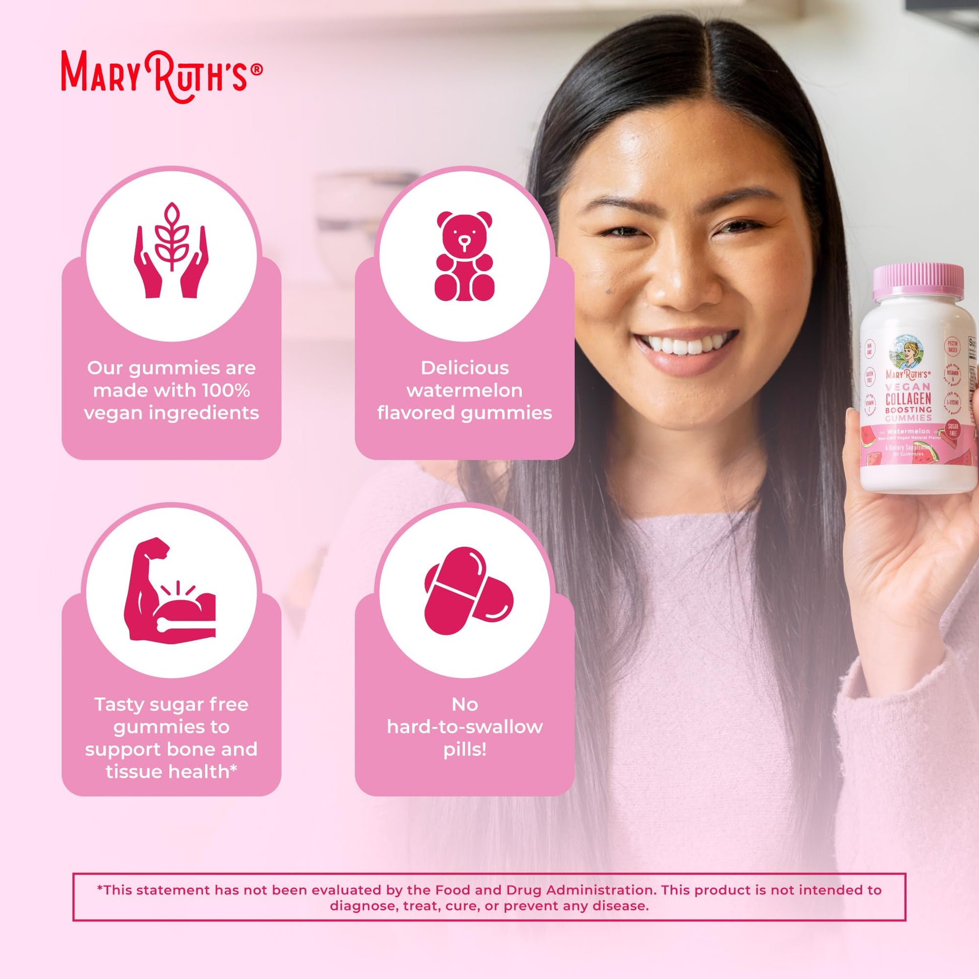MaryRuth Organics Vegan Collagen for Women & Men, Collagen Boosting Gummies, Skin Care, Lysine, Vitamin C, Vitamin A, Amla, Supplement for Hair & Skin, Vegan, Non-GMO, Gluten Free, 90 Servings MARYRUTH'S buy supplements Au
