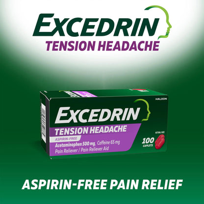 Excedrin Tension Headache Relief Caplets, Acetaminophen 500mg, Caffeine 65mg, Pain Reliever, Aspirin-Free, 100 Count ExcedrinBuy Supplements Australia