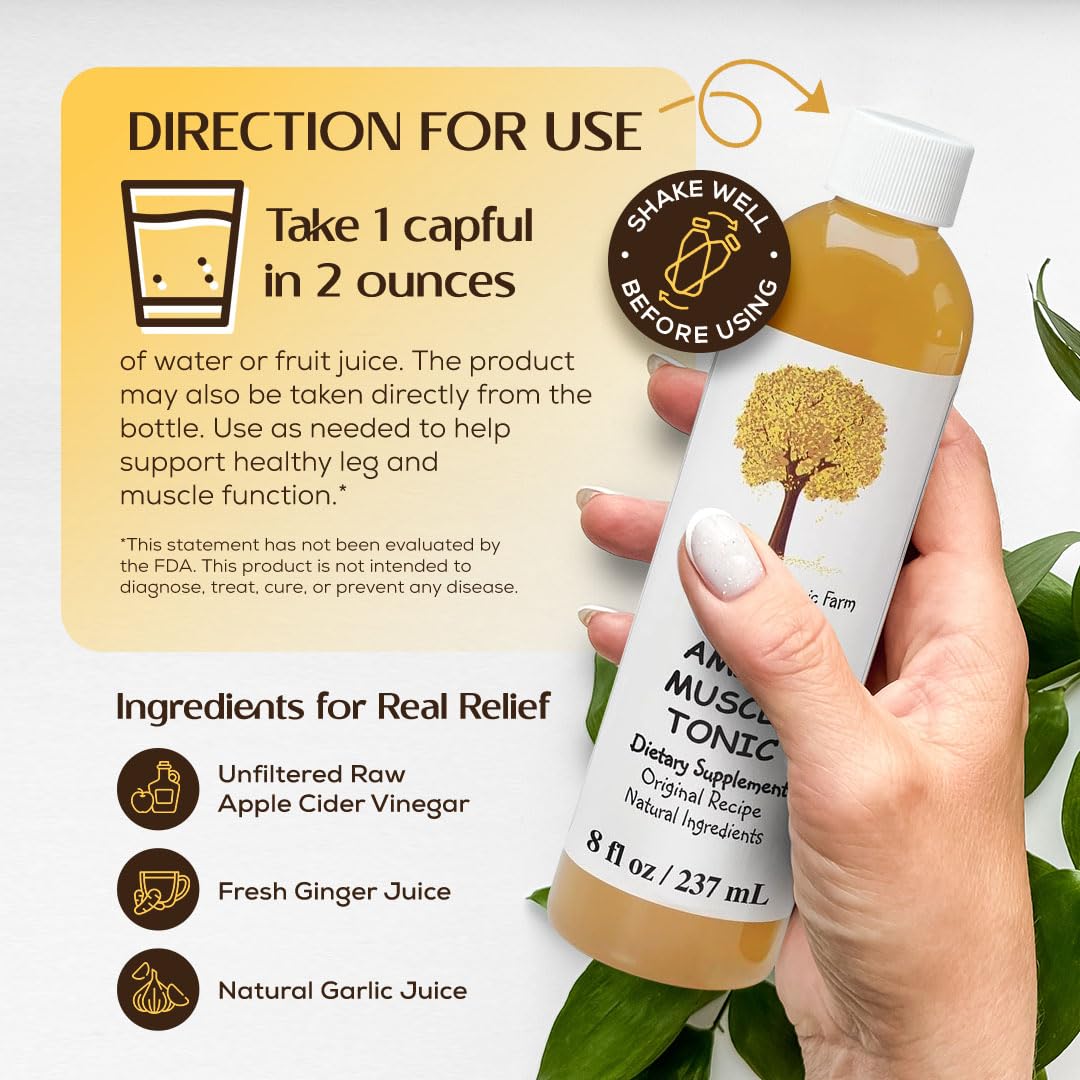 Caleb Treeze Old Amish Muscle Tonic 8 fl oz, Leg & Foot Cramps Relief, Restless Legs, Muscle Cramps & Spasm Relief - Pack of 6 Caleb TreezeBuy Supplements Australia
