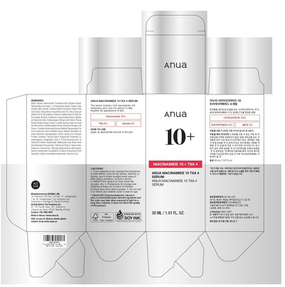Anua Niacinamide 10 + TXA 4 Serum, Dark Spot Care, Hyaluronic Acid, Tranexamic Acid