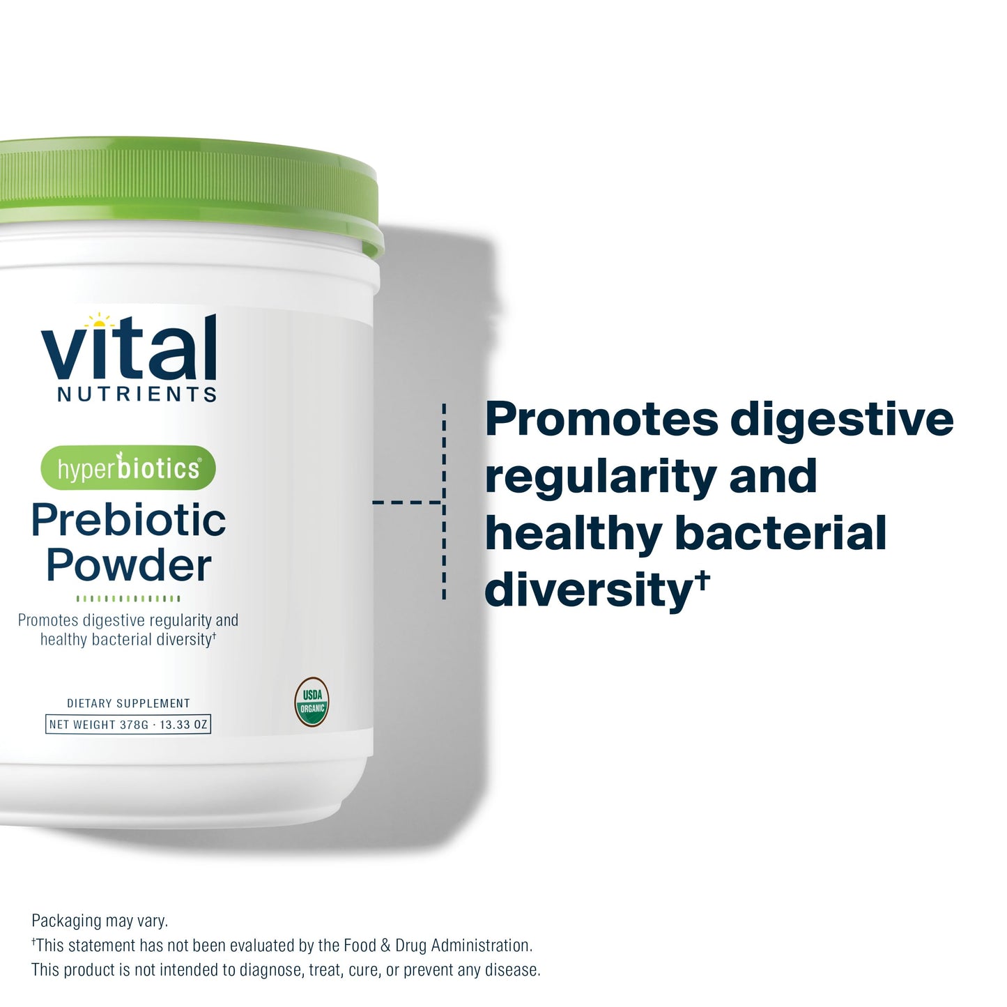 Hyperbiotics Vital Nutrients Organic Prebiotic Fiber Powder | Supports Gut Health and Digestive Regularity | Soluble Fiber Supplement for Women and Men
