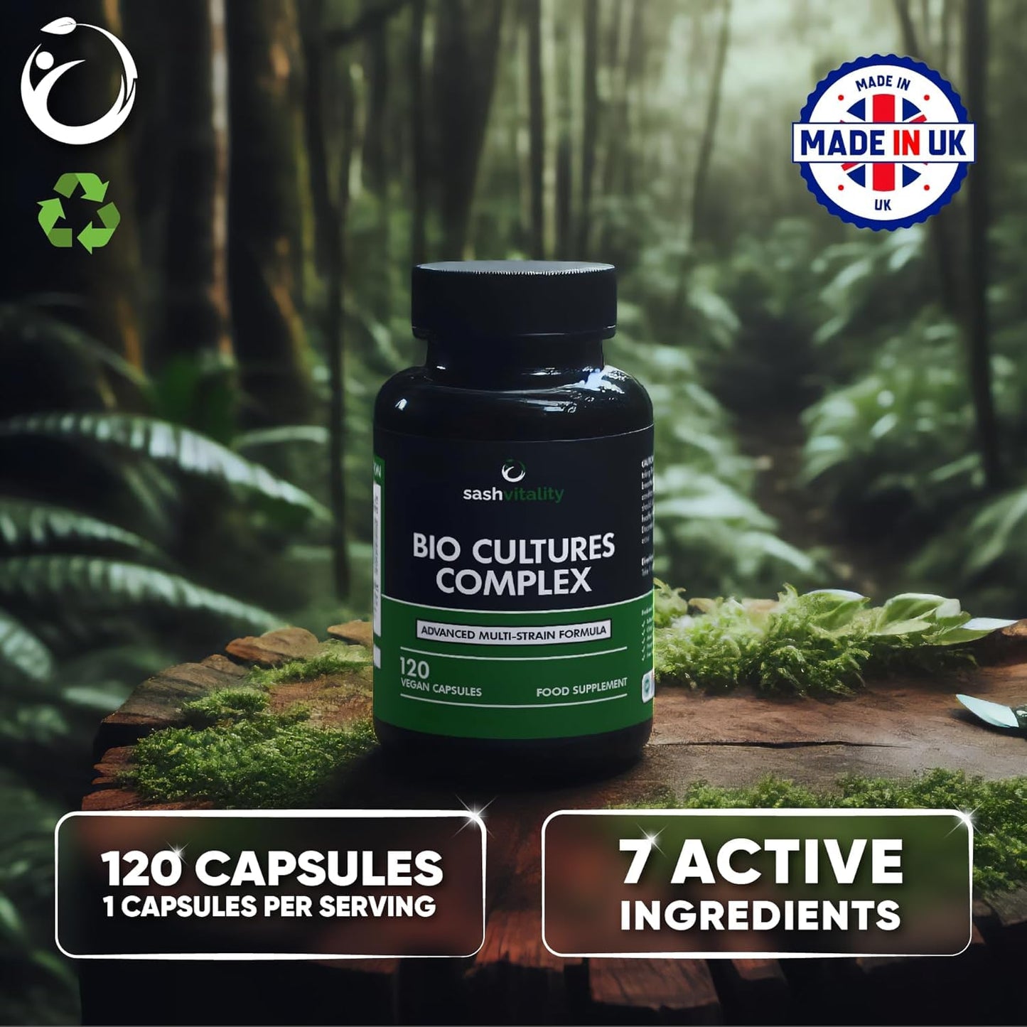 Probiotics & Prebiotics | 435 Billion CFU | Bio Cultures Complex | 120 Vegetarian Capsules for Women & Men - Lactobacillus Acidophilus, Bifidobacterium