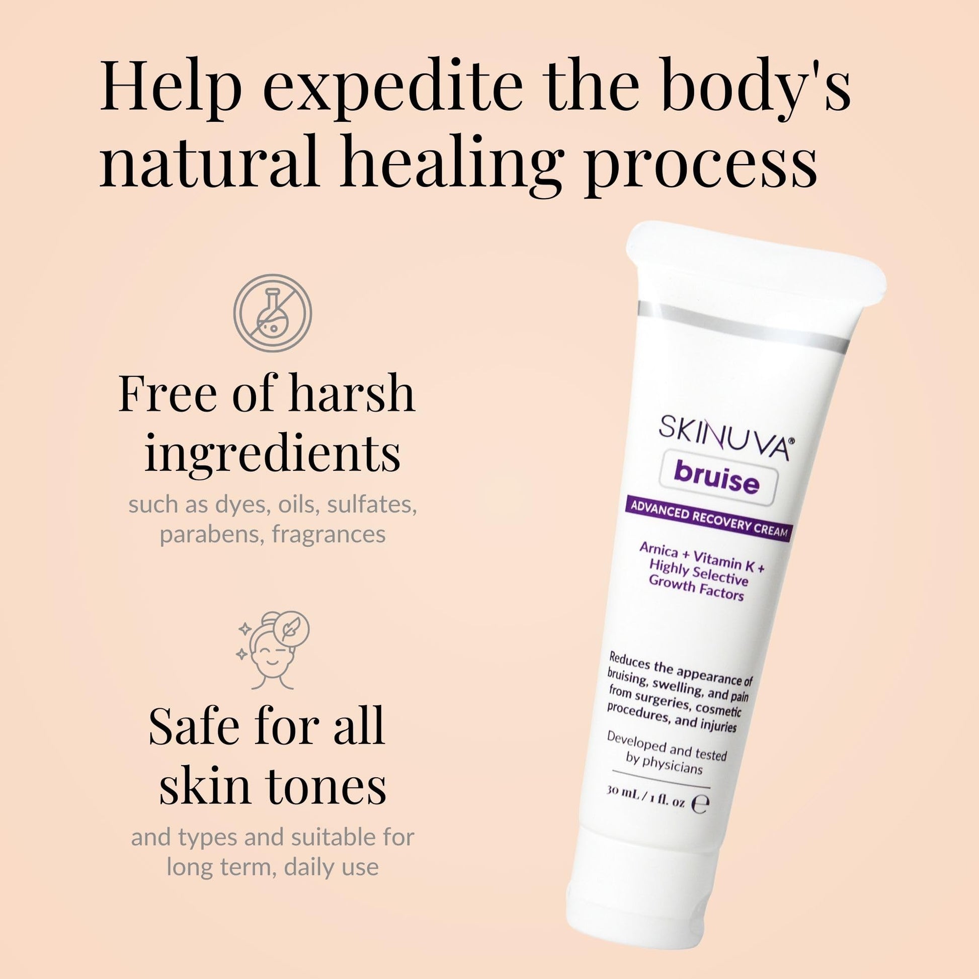 Skinuva® Bruise Advanced Recovery Cream - Topical Bruise Cream Formulated with Growth Factors, Arnica & Vitamin K (1 oz) SkinuvaBuy Supplements Australia