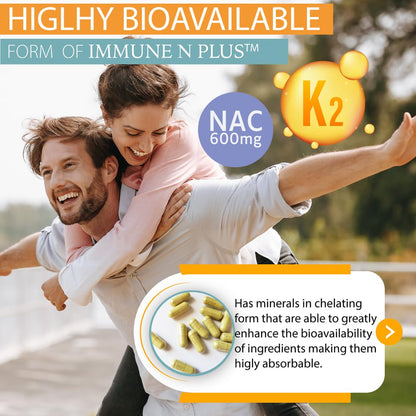 (60 Capsules), NAC 600mg, Quercetin 1,000mg, Vitamin C 500mg, Zinc 50mg, Vitamin D3 5,000iu, Selenium, Copper, Acerola, Ginger, Rutin, Citrus Bioflavonoids, Rose Hips, Echinacea, Immune N Plus 15 in 1 KAPPA NUTRITION buy supplements Au