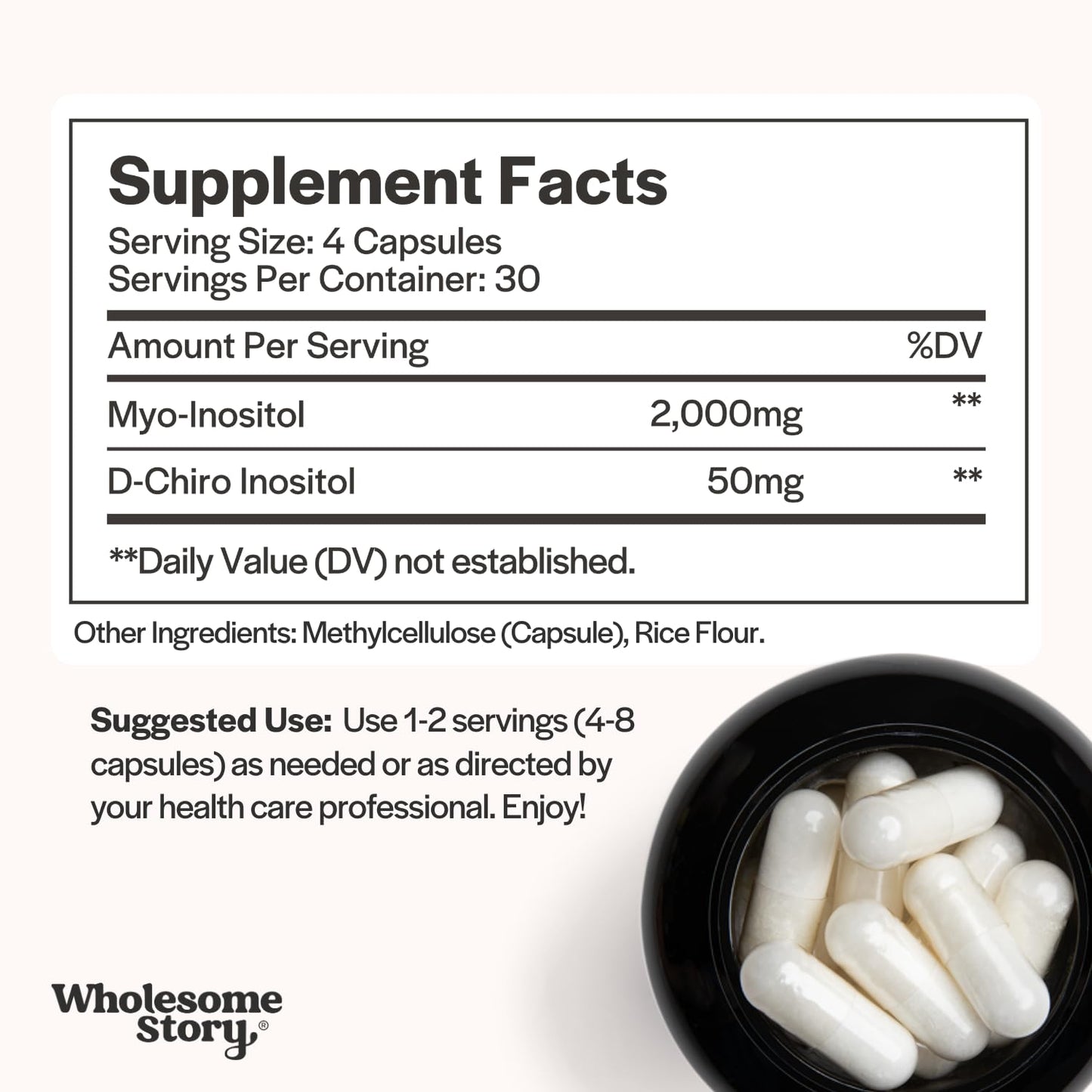 Wholesome Story Myo-Inositol & D-Chiro Inositol Supplement for Women | Fertility Supplements for Hormonal Balance & Ovarian Health Support