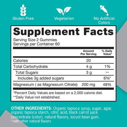 Qunol Magnesium Gummies for Adults, 200mg Elemental Magnesium (from 1,750mg Magnesium Citrate), High Absorption Magnesium Supplement, Supports Nerve,