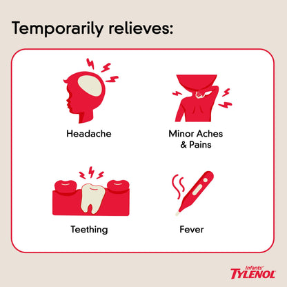 Infants' Tylenol Liquid Pain Reliever and Fever Reducer Medicine, Acetaminophen Oral Suspension for Sore Throat, Headache & Teething, Kids Fever Reducer; Dye-Free Cherry Flavor, 2 fl oz, Pack of 1 Tylenol buy supplements Au