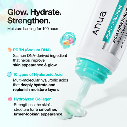Anua PDRN Hyaluronic Acid 100 Moisturizing Cream, Lightweight, Non-Greasy Hydrating Face Moisturizer with Salmon DNA for Glass Skin, Korean Skincare (2.02 fl oz) ANUABuy Supplements Australia