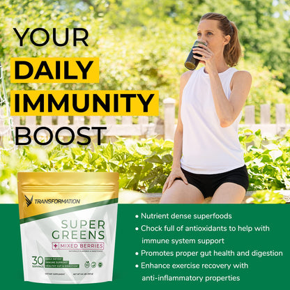 Transformation Super Greens Superfood Powder & Performance Insulated Shaker Bottle | Immune & Energy Support | Made with Natural Ingredients | Detoxifying & Alkalizing Minerals SPR BODY buy supplements Au