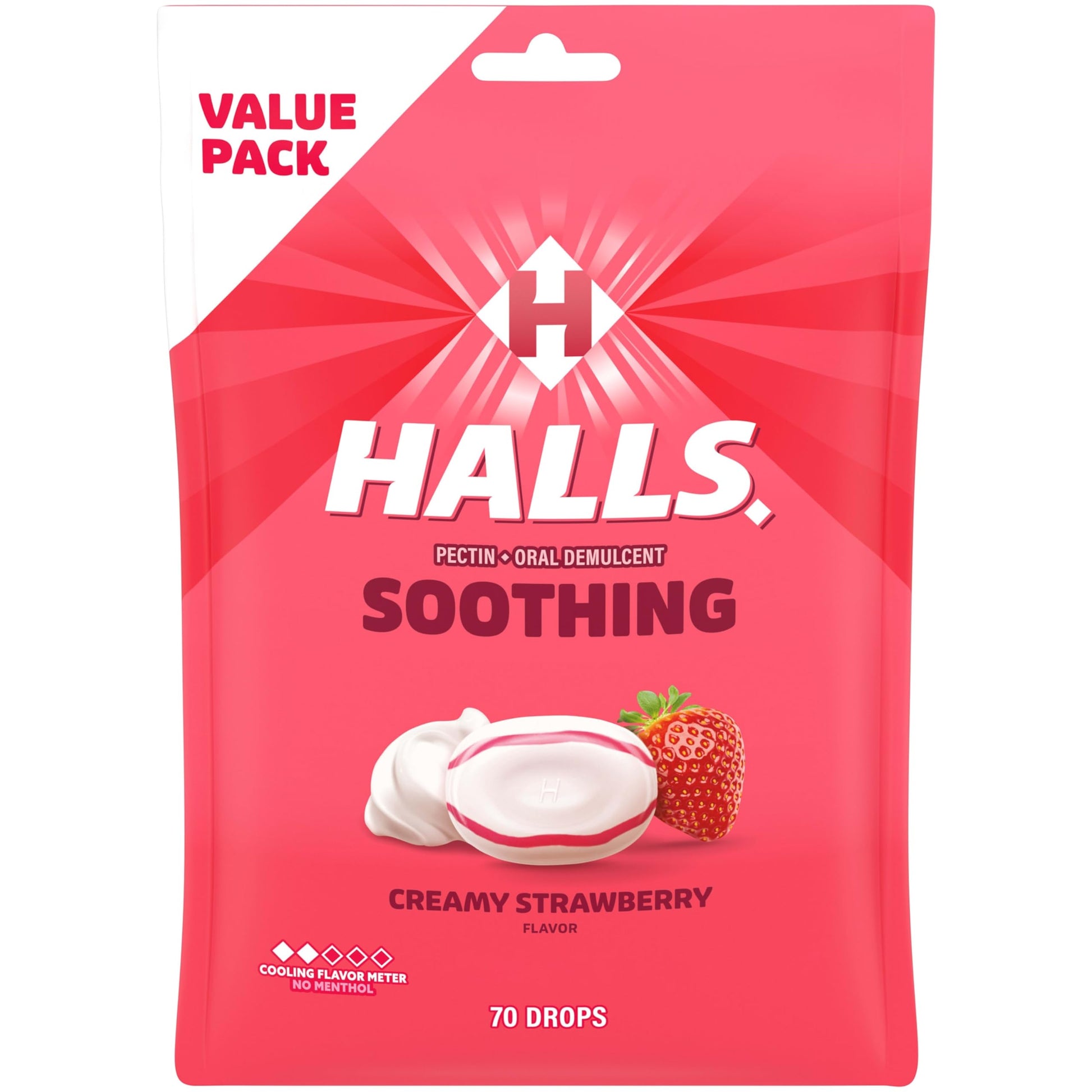 HALLS Throat Soothing Creamy Strawberry Throat Drops, 70 Drops HALLS buy supplements Au