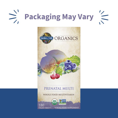 Garden of Life Organics Prenatal Multivitamin with Folate, B6, B12, D3 & Iron – Prenatal Vitamins for Women with Energy Metabolism Support for Healthy