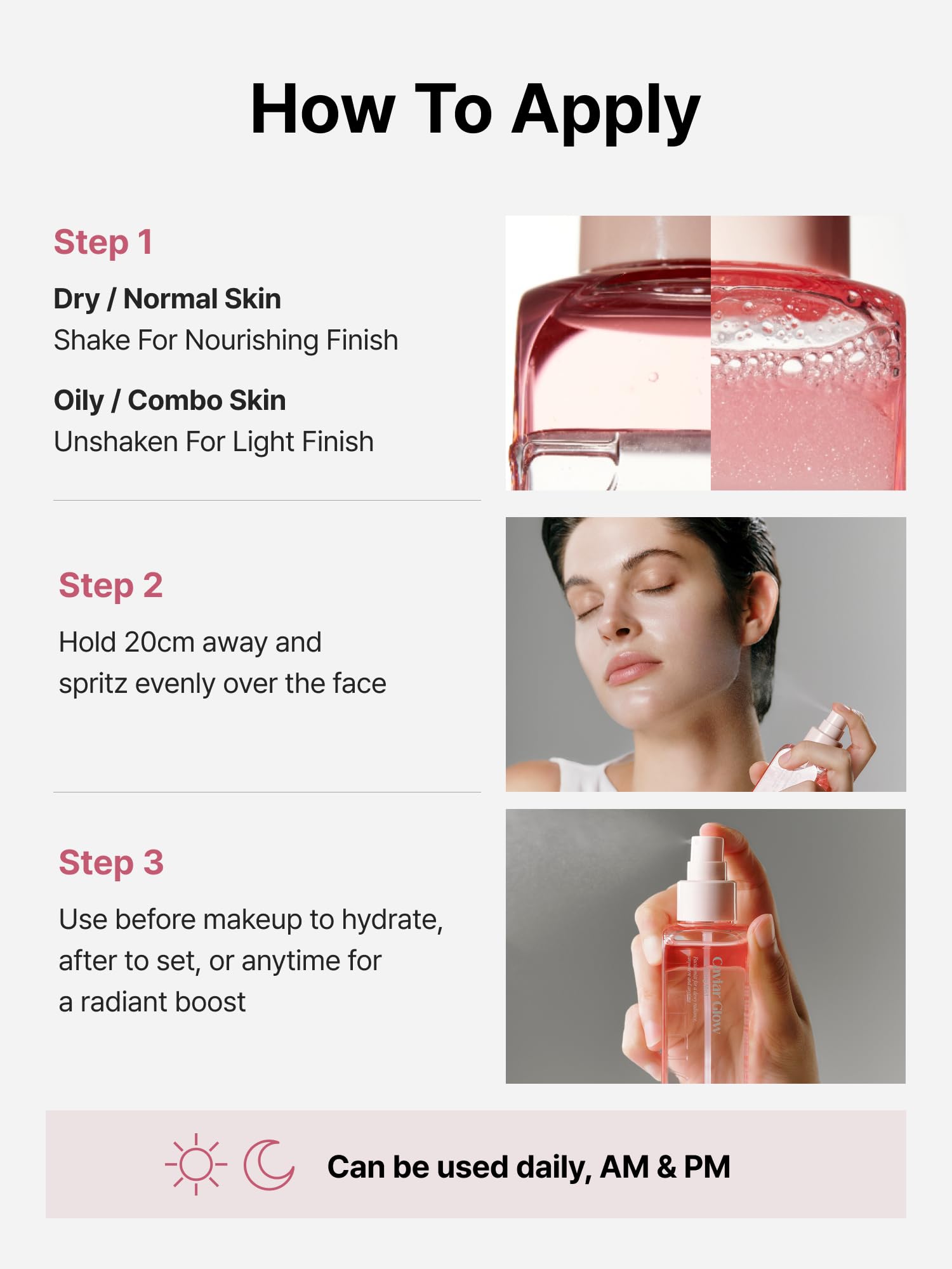 Delere Caviar Glow Soothing Mist | Korean Glass Skin Spray Serum with 5% Caviar & Squalane - Instant 3-Second Radiance & Makeup Setting – Anti-Aging Collagen Booster for Sensitive Skin, 3.4oz Delere buy supplements Au