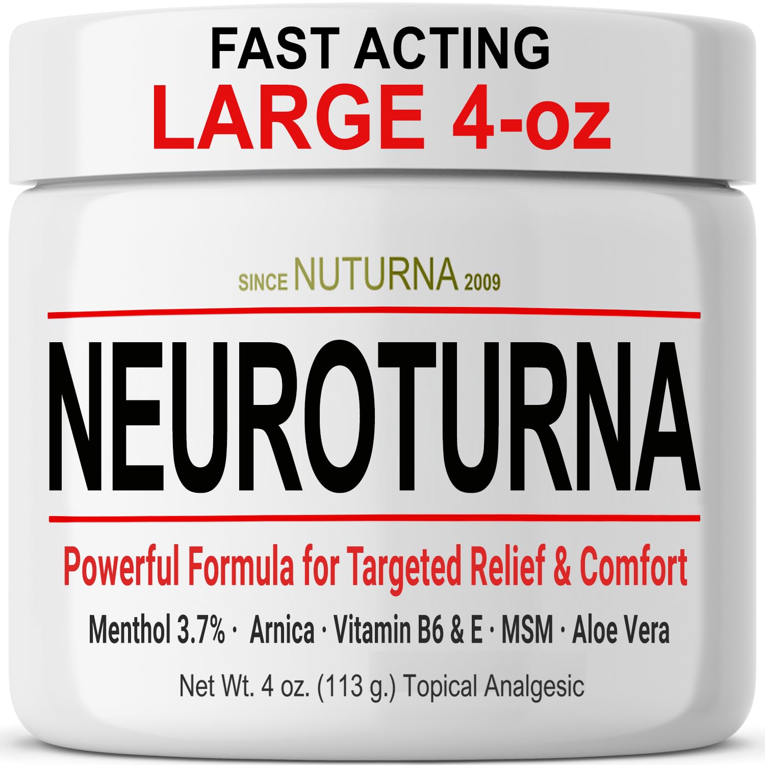 Nuturna Nerve Cream - Fast Acting Comfort for Feet, Hands, Legs & Toes - Ultra Strength Menthol, Arnica, Aloe Vera, MSM - Cooling Soothing Comfort - Non-Greasy, Paraben-Free - 4 oz NuturnaBuy Supplements Australia