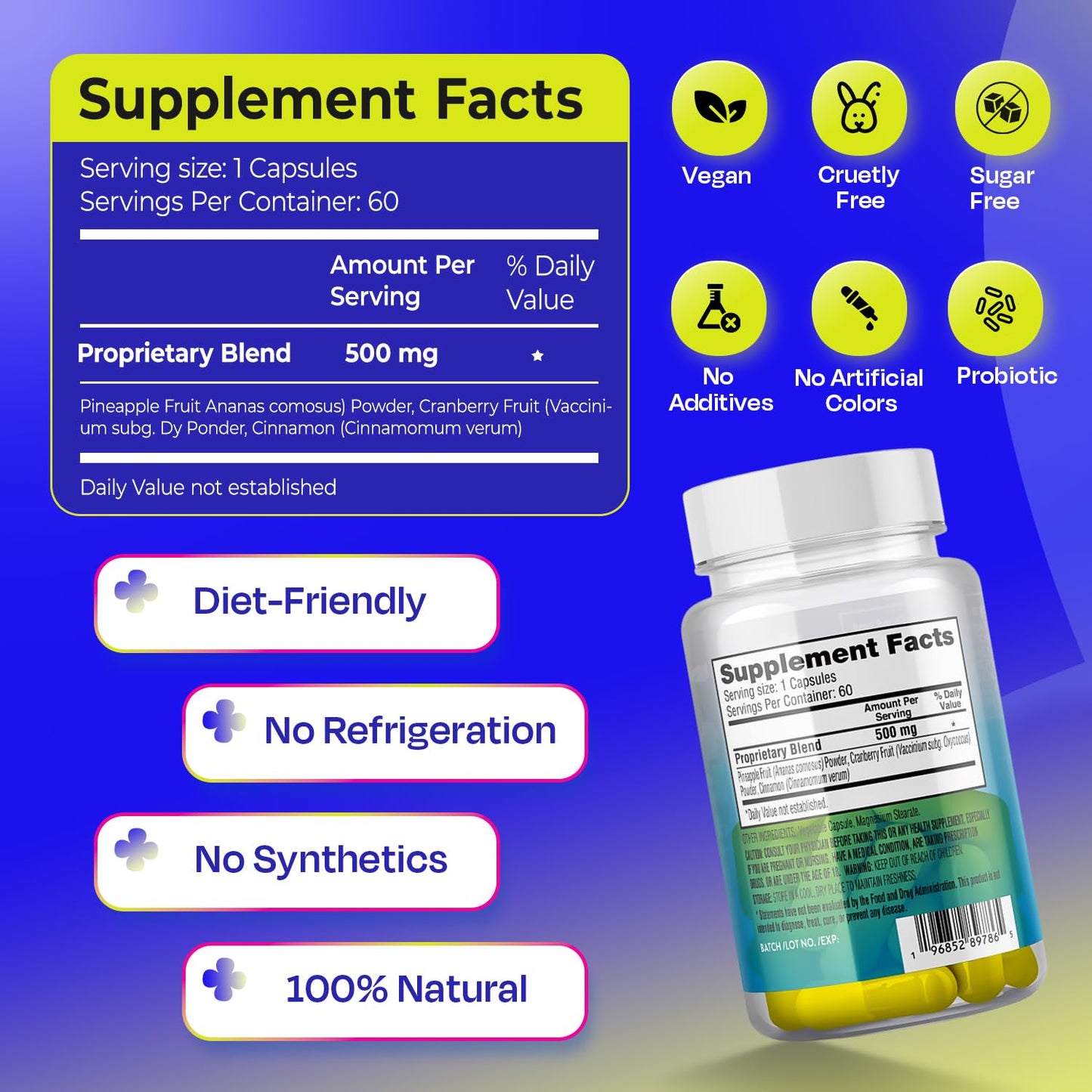 Pineapple Probiotics for Men – 625mg Sweet Spot Formula with Pineapple Extract, Cranberry & Cinnamon, Supports pH Balance & Freshens Taste, 60 Capsules, Made in the USA TASTE THE SWEET SPOTBuy Supplements Australia