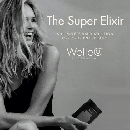 WelleCo The Super Elixir Daily Greens Powder, Probiotic Drink Mix with Whole Foods, Gluten Free, Vegan Gut Health Powder, Energy, Immunity, Healthy Skin, Hair & Nails (Jar, Blood Orange) WelleCo buy supplements Au