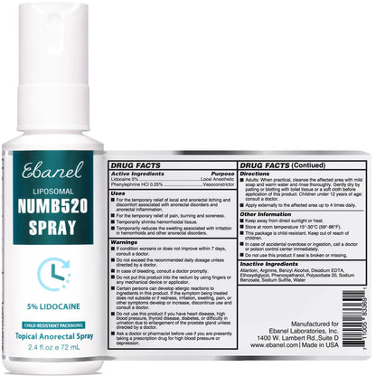 Ebanel Bundle of 5% Lidocaine Numbing Spray and Callus Remover Gel