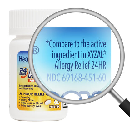 HealthA2Z® Allergy Relief, Levocetirizine Dihydrochloride 5mg, Dye Free Antihistamine, 24 Hours Relief from Sneezing, Runny Nose, Itchy Nose and Eyes (60 Counts) HealthA2Z buy supplements Au