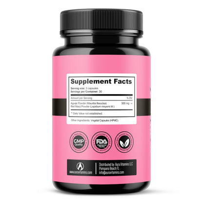 Fertili-t Female (90 Caps) Natural Fertility Support, Hormonal Balance & Prenatal Vitamins for Women, Conception Support, Natural Fertility Supplement with Aguaje & Red Maca (30-Day Supply) (1) AURA VITAMINS buy supplements Au