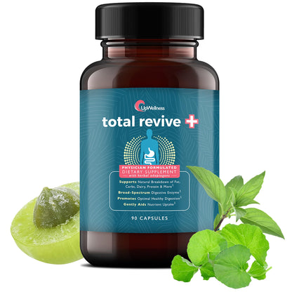 UpWellness Total Revive+ Digestive Enzymes - Broad-Spectrum Enzymes for Digestive Health - Supports Gut Health and Nutrient Absorption