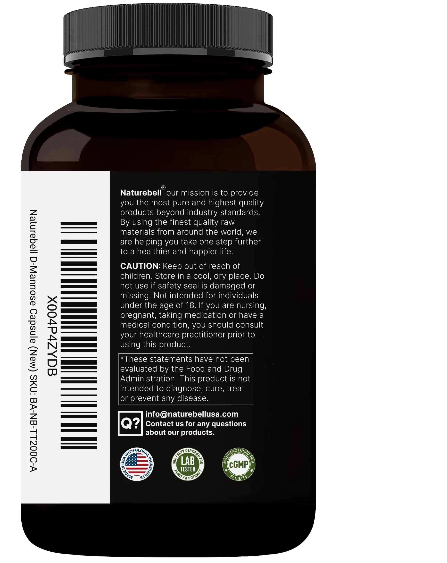 NatureBell D-Mannose 500mg Capsules (2,000mg Per Serving) | 240 Veggie Capsules + Cranberry Concentrate 40mg – Fast Acting Urinary Tract Health Pills – Ultra UTI Support for Women & Men NatureBellBuy Supplements Australia