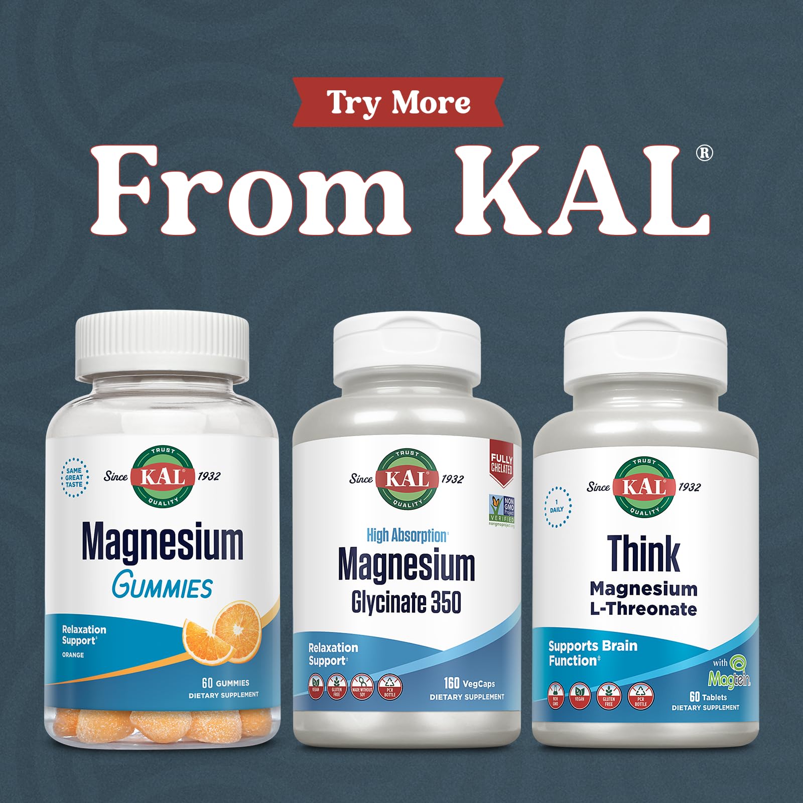 KAL Magnesium Glycinate Capsules, Fully Chelated Magnesium Bisglycinate, High Absorption Magnesium Supplement, Healthy Bones, Muscle, Relaxation and Stress Support, Non-GMO 160 count KALBuy Supplements Australia